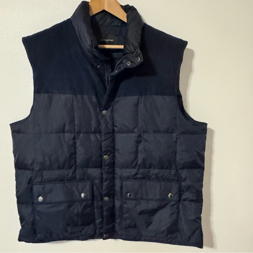Banana Republic Factory Down Puffer Vest Navy Corduroy Field Chore X-Large